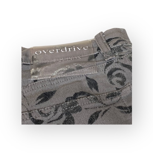 Vintage 90’s: Overdrive Jeans 𑁍 High Waist Rose Burnout Print 𑁍 Slate Grey 12 - Picture 8 of 16